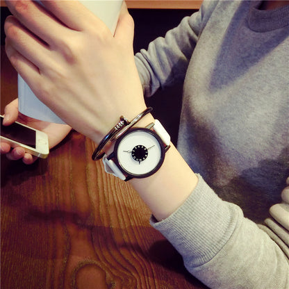 Minimalist Black and White Couple Quartz Watches